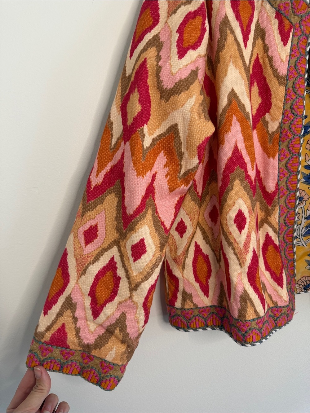 Sundance Amara Jacket Orange Geometric Print Cotton Embroidered Bohemian Large - Picture 3 of 7